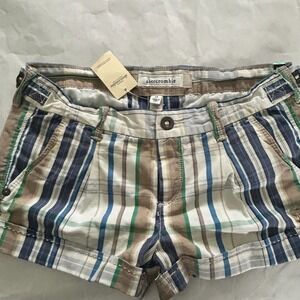 Vtg ABERCROMBIE FITCH Plaid Chino‎ Mini Shorts Preppy Stretch 14 Womens Y2K NWT